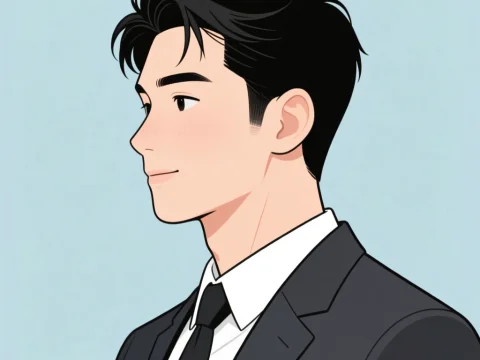Cute Illustration of a Businessman in Profile