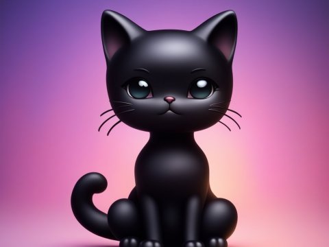 Cute Little Black Cat with Big Eyes