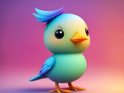 Cute Little Colorful Bird Character