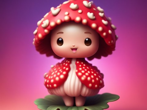 Cute Little Mushroom Figurine with Red Cap