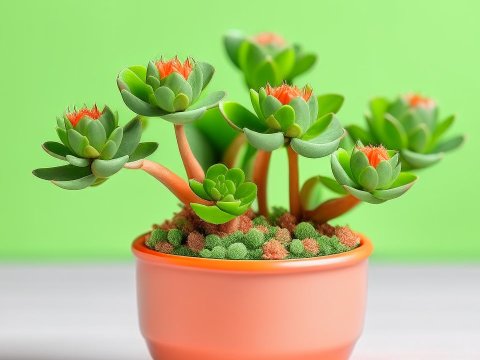 Cute Mini Kalanchoe Plant in Orange Pot