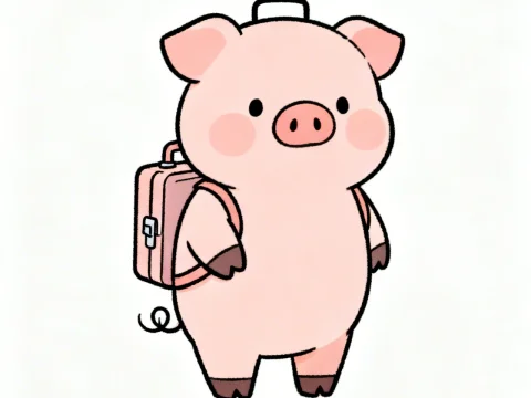 Cute Pig with Backpack Illustration