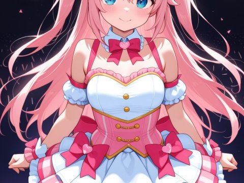 Cute Pink-Haired Idol Girl in Colorful Stage Outfit