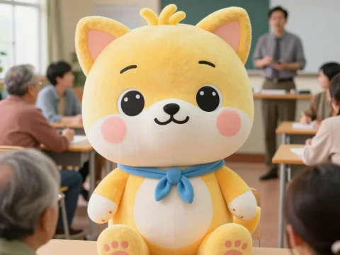 Cute Plush Toy in Classroom with Senior Students
