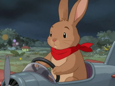 Cute Rabbit Piloting a Small Airplane