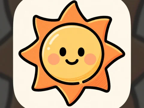 Cute Retro Sun Mascot Icon