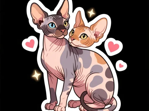 Cute Sphynx Cats Sticker Design