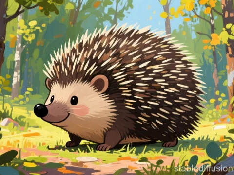 Cute Thick Hedgehog in a Vibrant Forest
