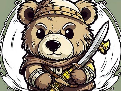Cute Viking Bear Warrior with Sword Illustration