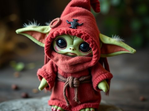Cute Voodoo-Themed Doll Plushie in Red Hooded Robe
