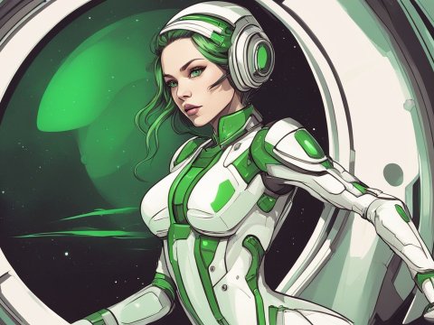 Cyber Girl in Futuristic Space Suit