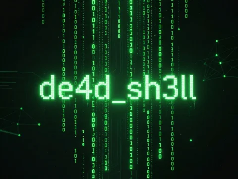 Cyber Security Matrix Style Digital Code with de4d_sh3ll Text