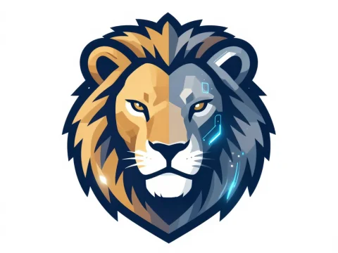 Cybernetic Lion Logo with Futuristic Design