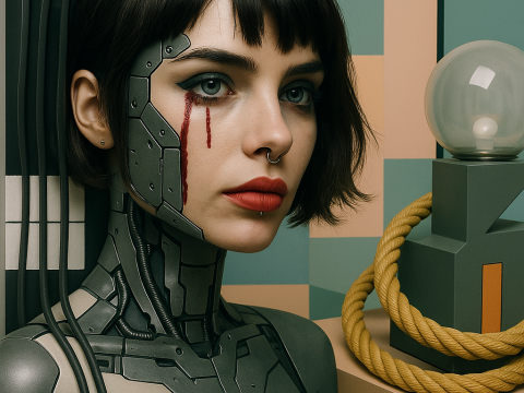 Cybernetic Woman with Organic Machine Elements