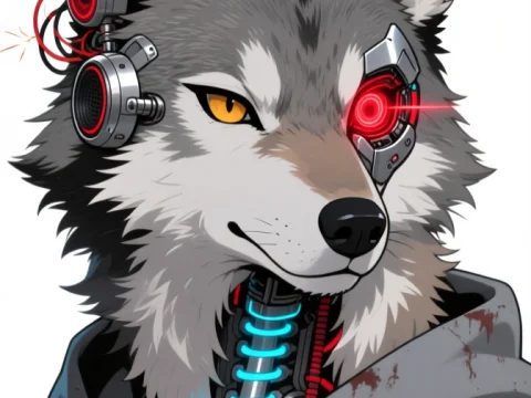 Cyberpunk Coyote with Robotic Enhancements