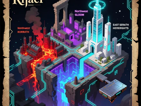 Cyberpunk Floating Map of Rhael Ruins