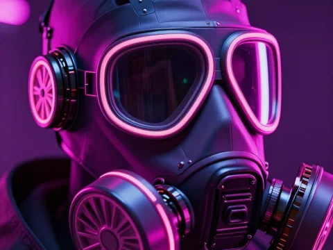 Cyberpunk Gas Mask with Neon Pink Highlights