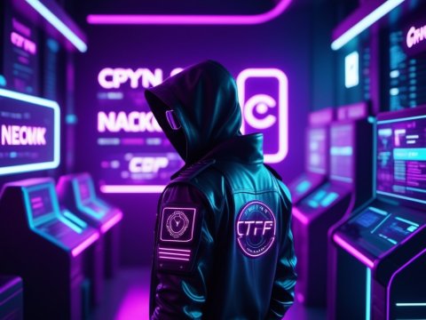 Cyberpunk Hacker in Neon-Lit Futuristic Room