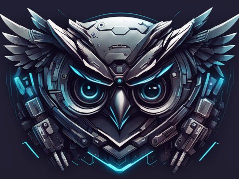 Cyberpunk Mechanical Owl Logo
