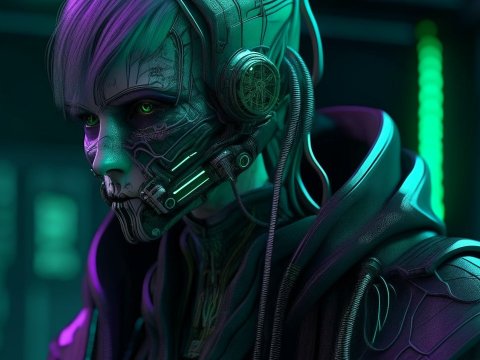 Cyberpunk Neo-Romancer with Futuristic Cybernetic Enhancements