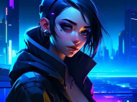 Cyberpunk Night Portrait of a Futuristic Woman