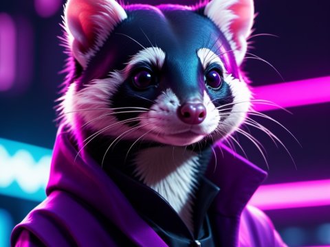 Cyberpunk Raccoon in Futuristic Neon Jacket