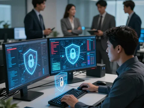 Cybersecurity Expert Monitoring Digital Security Systems