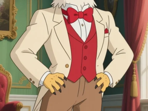 Dapper Eagle Character in Elegant Anime Style