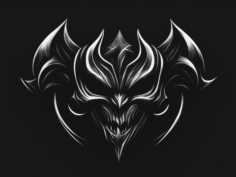 Dark Abstract Demon Mask on Black Background