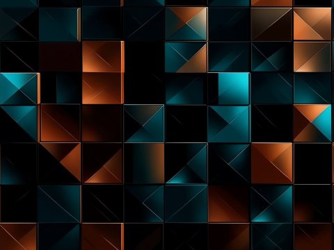 Dark Abstract Geometric Pattern with Blue and Orange Highlights
