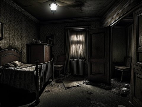 Dark and Abandoned Vintage Bedroom