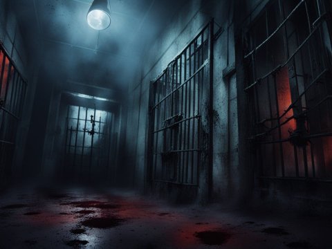 Dark and Eerie Horror Prison Corridor
