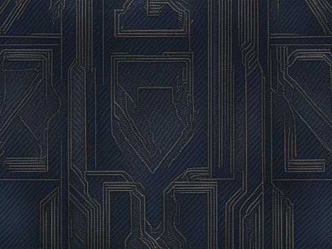 Dark Blue Denim Fabric with Intricate Stitching Pattern