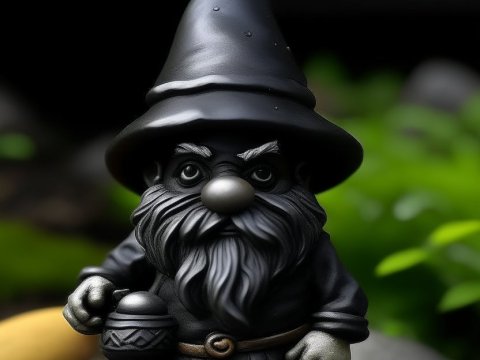 Dark Deep Gnome Figurine in Forest Setting