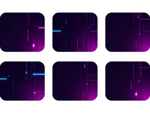 Dark Digital Panel with Neon Lines and Dots