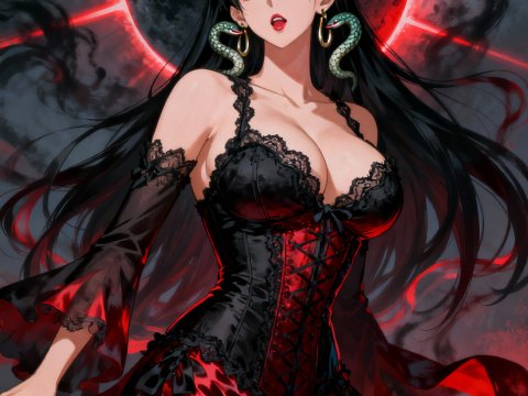 Dark Elegance Under a Blood Moon