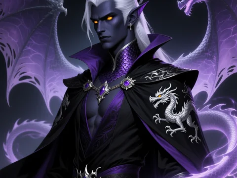 Dark Elf Sorcerer with Purple Dragon Familiar