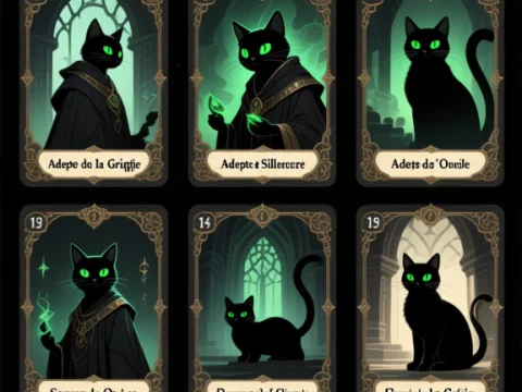 Dark Fantasy Cat Adept Trading Cards