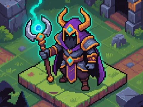Dark Fantasy Warden Pixel Art Sprite