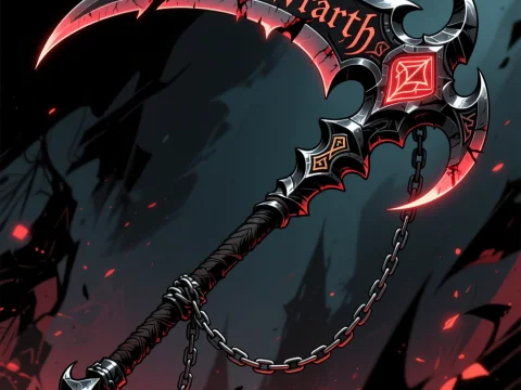 Dark Fantasy Wraith Scythe with Glowing Red Accents