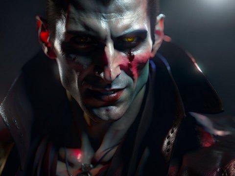 Dark Intense Portrait of a Battle-Worn Male Character