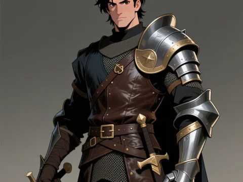 Dark Knight in Detailed Armor with Sword