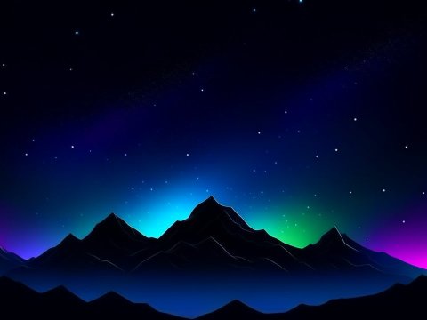 Dark Mountain Silhouettes Under a Starry Night Sky