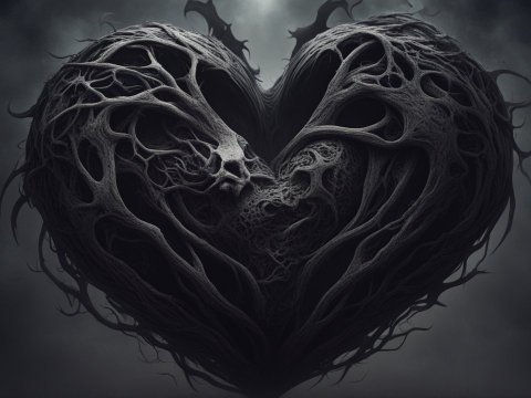 Dark Organic Heart with Intricate Veins