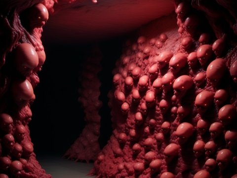 Dark Organic Tunnel with Alien-Like Growths