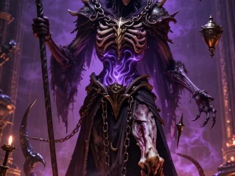 Dark Soul Collector with Horned Skull and Scythe