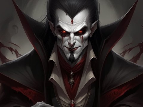 Dark Vampire Lord with Glowing Red Eyes
