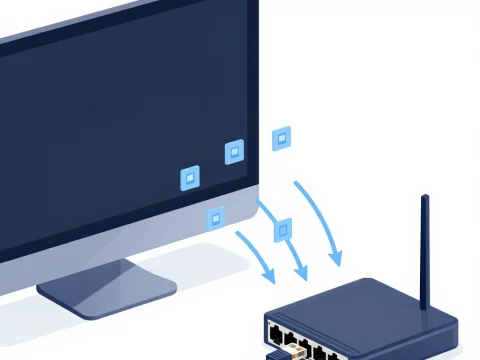 Data Flow from Computer to Router Illustration
