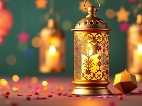 Decorative Colorful Lanterns with Candlelight Glow