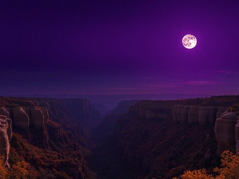 Deep Purple Night Sky Over Majestic Canyon